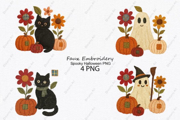 Evaluating Faux Embroidery Spooky Halloween PNG for Etsy