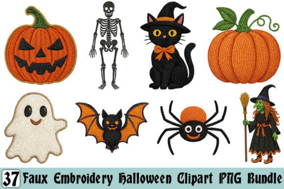 Faux Embroidery Halloween Clipart PNG Review