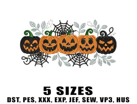 Pumpkin Faces with Webs Embroidery Design Review