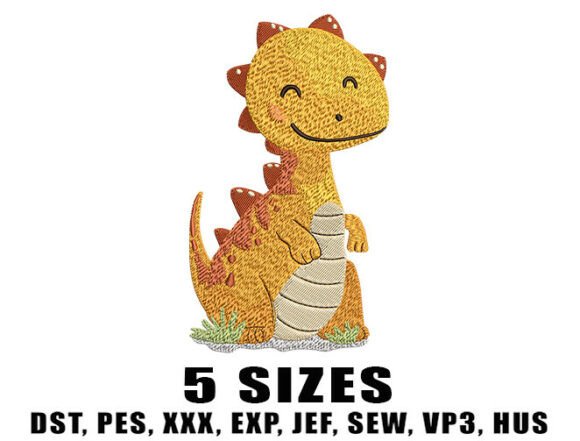 Review: Adorable Yellow Dinosaur Embroidery Design