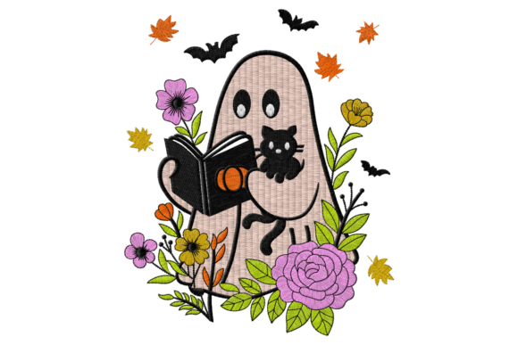 Review: Cute Ghost with Cat and Book Embroidery