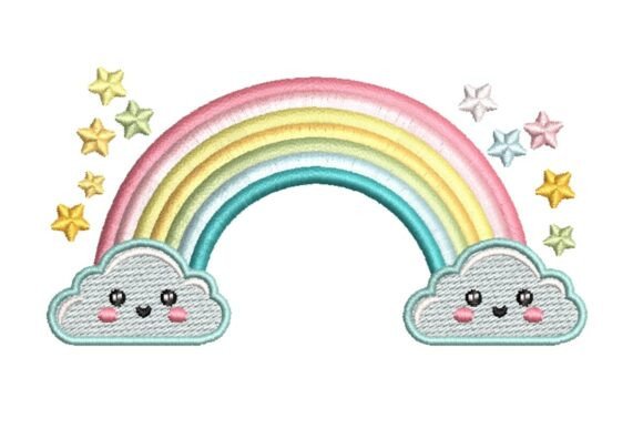 Review: Cute Rainbow with Smiling Clouds Embroidery Design