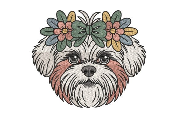 Review: Floral Shih Tzu Head Embroidery Design