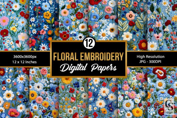 Review: Spring Floral Embroidery Digital Papers