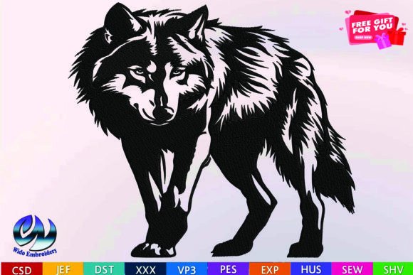 Review: Wolf Embroidery Design, 10 Formats